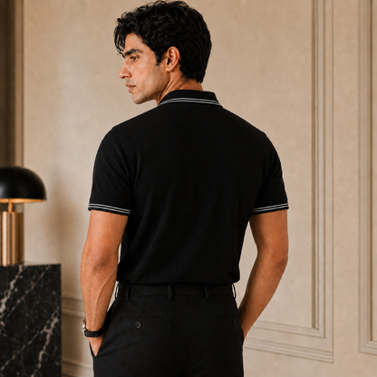Black Polo Cotton T-shirt