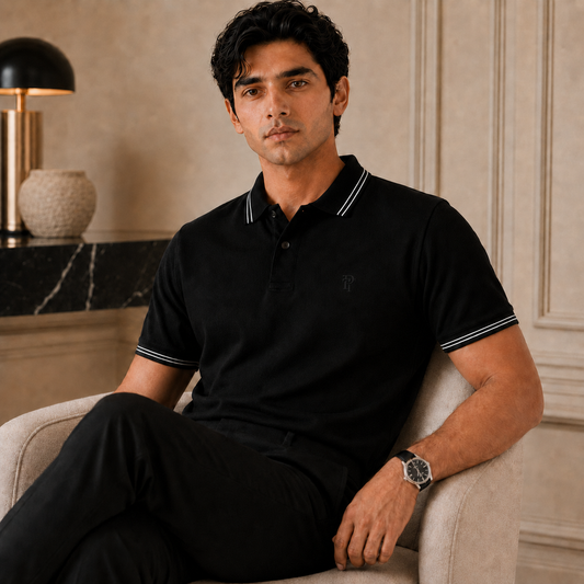 Black Polo Cotton T-shirt