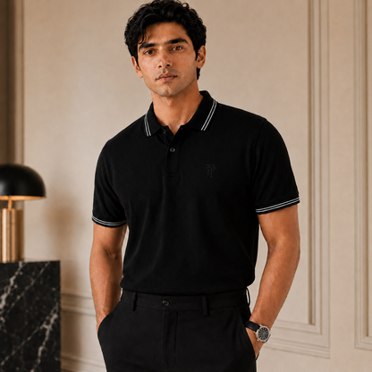Black Polo Cotton T-shirt