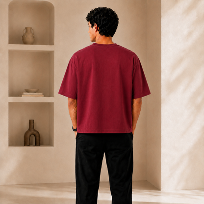 Maroon Drift Boxy Fit Tee